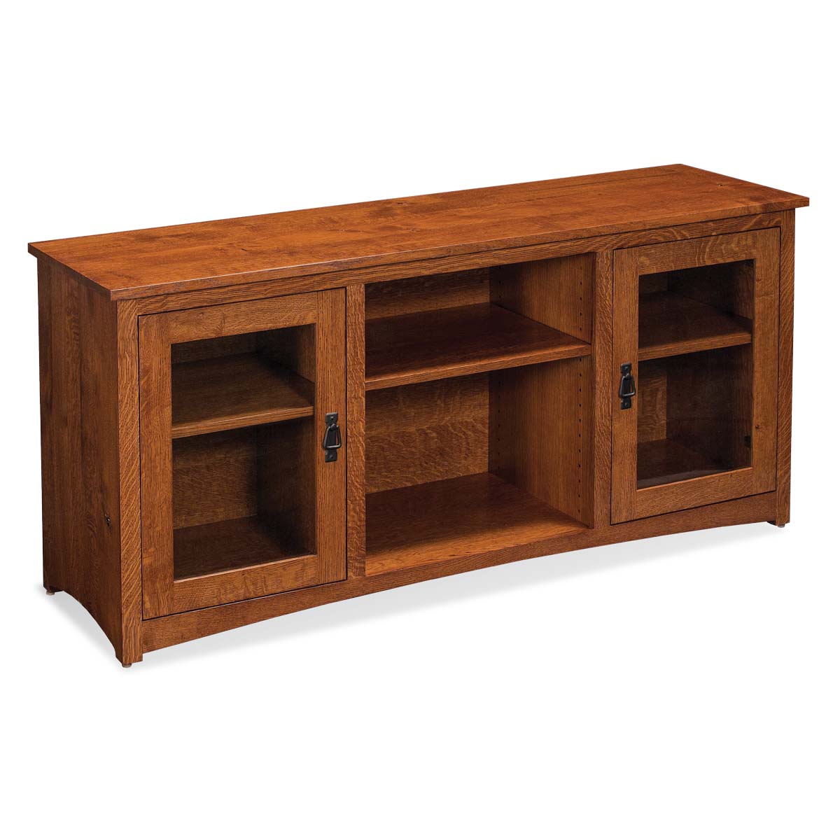 San Miguel TV Console with Glass Doors and Open Center – Simply Amish