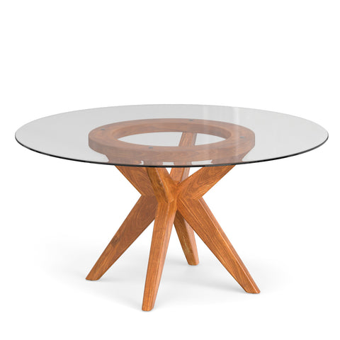 Elroy Single Pedestal Table with Glass Top