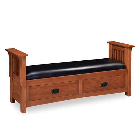 Prairie Mission 2-Drawer Paneled Slat Santa Fe Bench