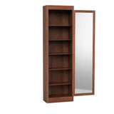 Full-Height Bookcase with Wood Doors and Full-Length Mirror