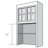 Desk Top Unit, 2 Glass Doors with Mullions, Open Shelves, and 2 adjustable shelves
