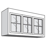 Variable Bridge Top Unit, 3 Glass Doors with Mullions, 1 Adjustable Shelf, 12"d