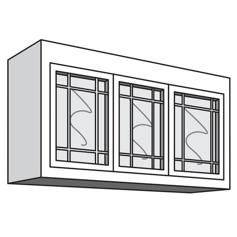 Variable Bridge Top Unit, 3 Glass Doors with Open Center Mullions, 1 Adjustable Shelf, 12"d