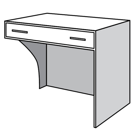 Open Base Unit, Right Facing with Convertible Drawer Cutout on Left