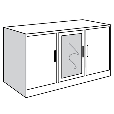 Base Unit, 3-Door TV Console with 2 Adjustable Shelves Behind Each Door