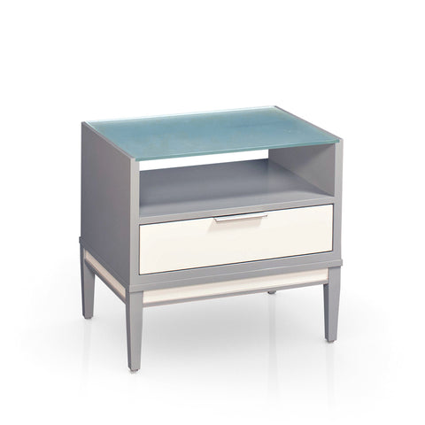 Addison Nightstand with Glass Top and Open Cubby