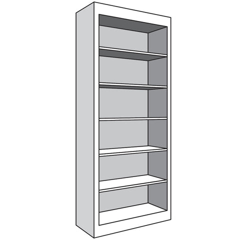 Full Height Bookcase, 12"d with 5 Adjustable Shelves